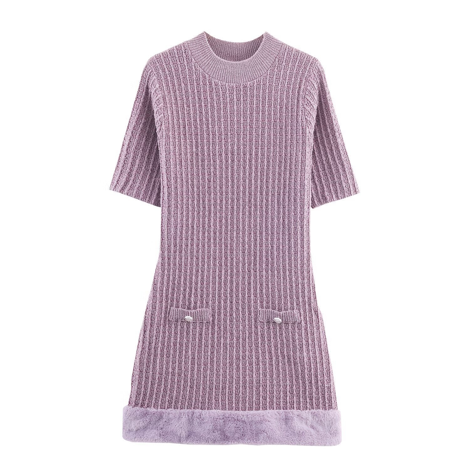 Damen Strickkleid mit dekorativen Taschen und kuscheligem Saum R&B - Image 5