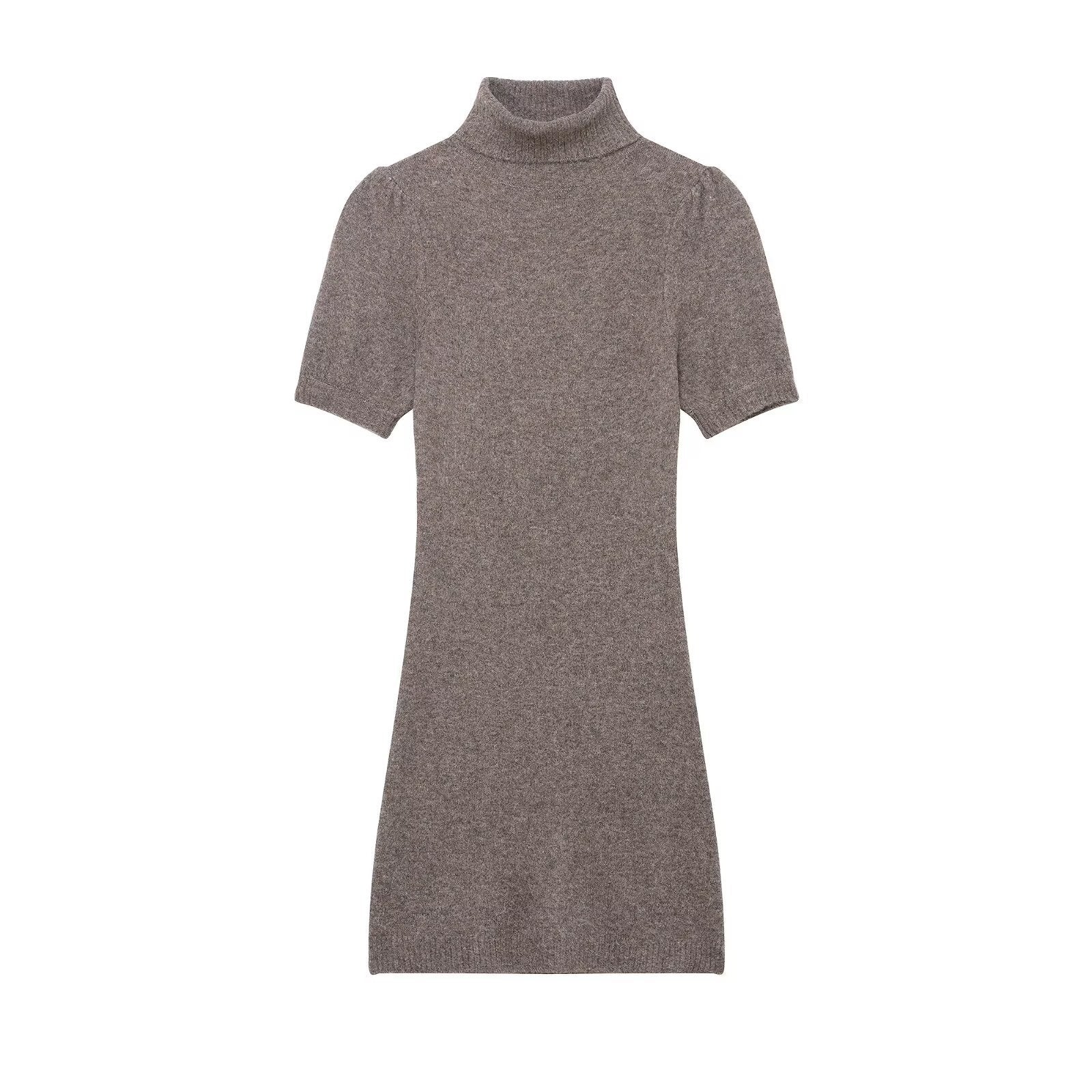 Damen Strickkleid mit kurzem Arm und hochgeschlossenem Kragen R&B - Image 5