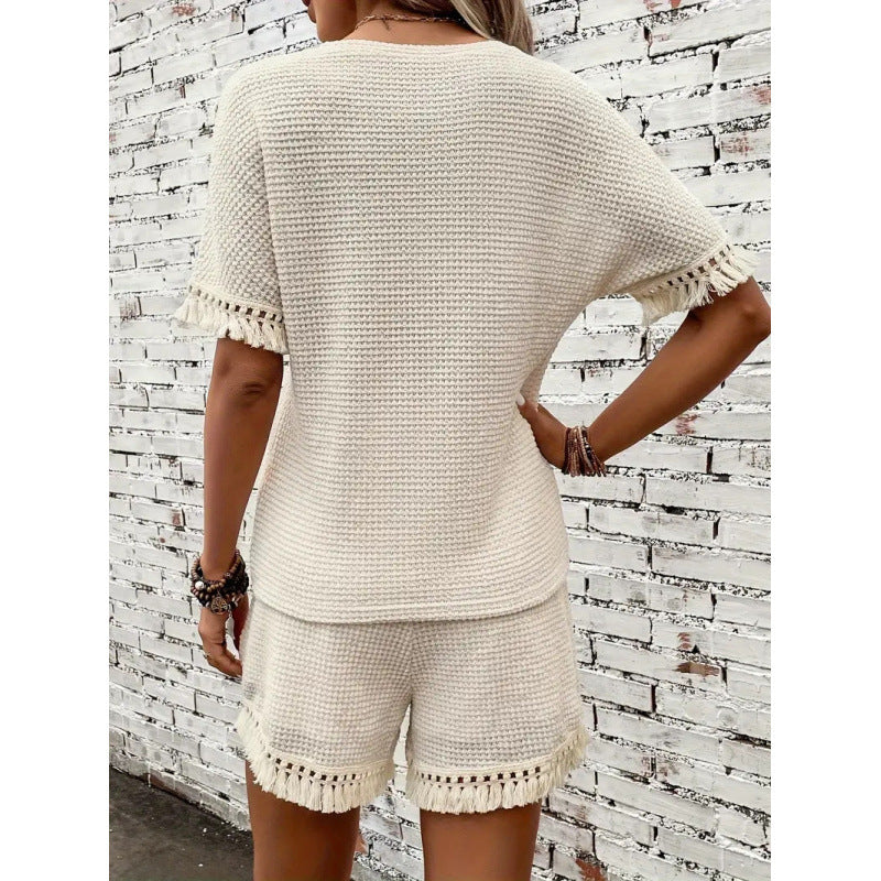 Damen Strickshorts und Oberteil Set mit Fransen R&B - Image 2