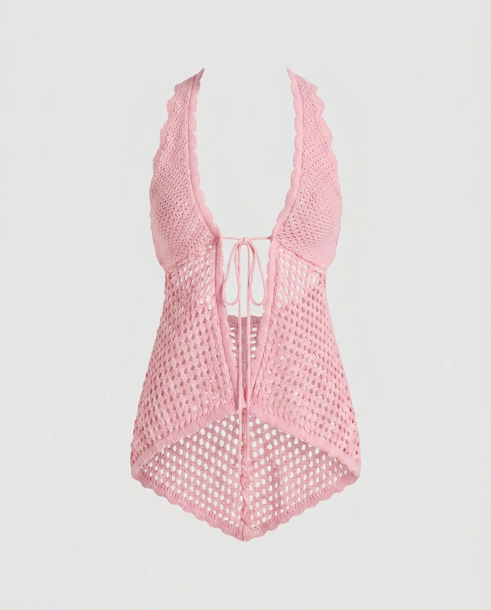 Damen Stricktop mit offenem Rücken und Bindebändern - Image 5
