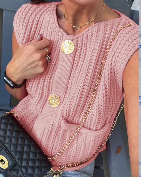 Damen Strickweste mit Knopfdetails und praktischen Taschen R&B - Image 3