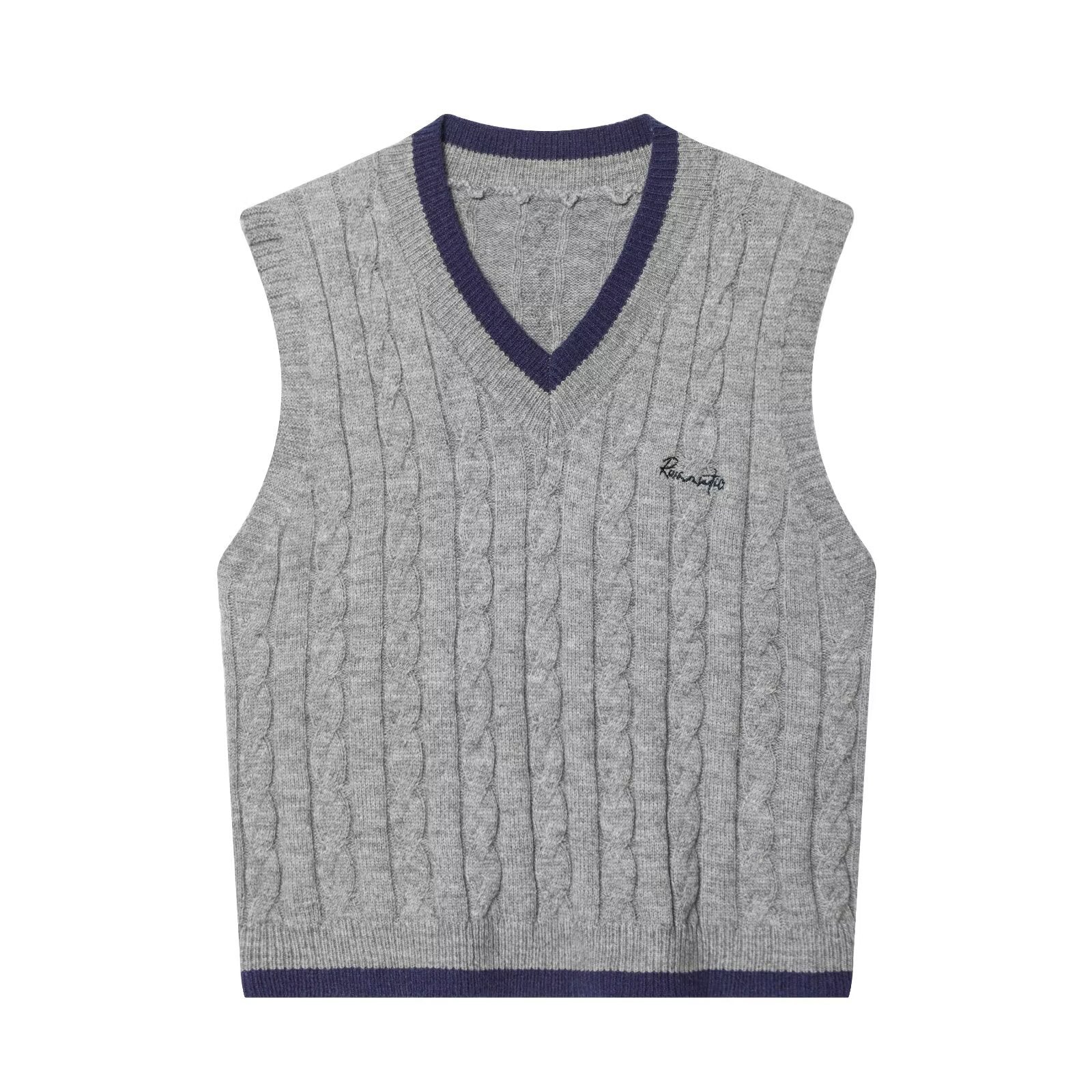 Damen Strickweste mit V-Ausschnitt und klassischem Kabelstrickmuster R&B