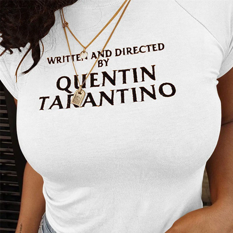 Damen T-Shirt mit kreativem Schriftzug und figurbetonter Passform R&B - Image 4