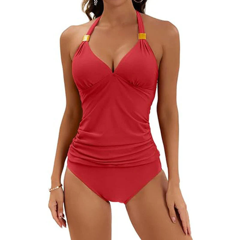 Damen Tankini mit Gerafftem Oberteil und Hohem Bund R&B - Image 2