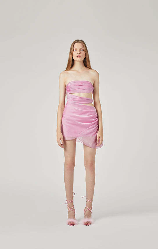 Damen trägerloses Wickelkleid mit Schnittdetails R&B - Image 9