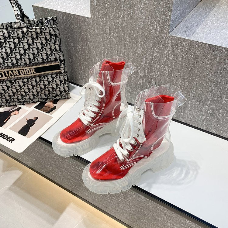 Damen Transparente Chunky Stiefel mit modischem Obermaterial und robustem Sohlenprofil R&B - Image 11