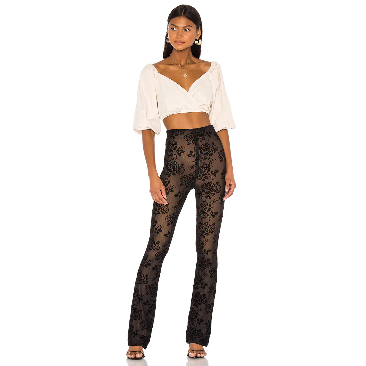 Damen Transparente Blumengemusterte Hose R&B - Image 5