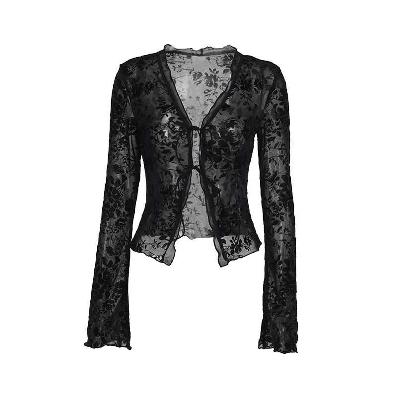 Damen Transparente Spitzenjacke mit floralen Mustern R&B - Image 5