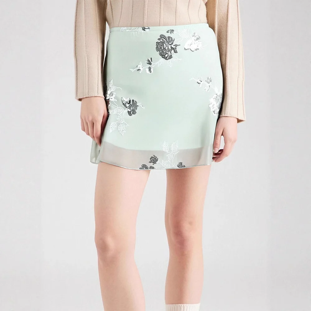 Damen transparenter Rock mit floralem Design und glitzernden Akzenten R&B - Image 3