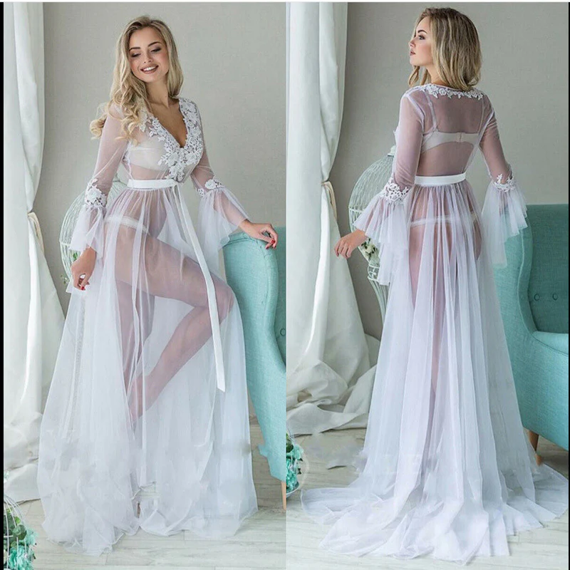 Damen Transparentes Abendkleid mit zierlichen Spitzenapplikationen und schwingendem Tüllsaum R&B - Image 4