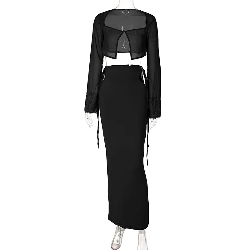Damen Transparentes Set mit Crop-Top und Maxirock R&B - Image 6