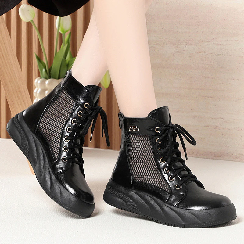 Damen Trendige Schnürstiefeletten mit atmungsaktivem Mesh-Einsatz und komfortabler Sohle R&B - Image 4
