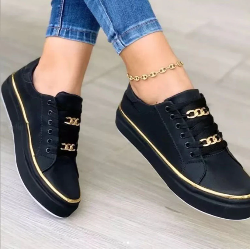 Damen trendige Sneakers mit luxuriösen goldenen Details R&B - Image 3