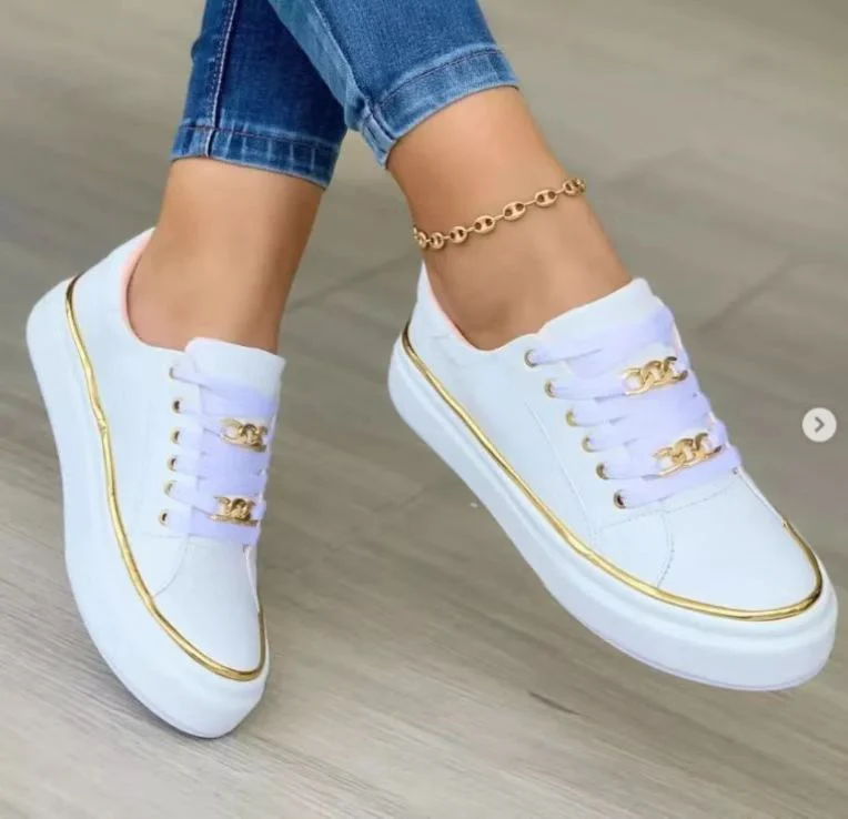Damen trendige Sneakers mit luxuriösen goldenen Details R&B - Image 7