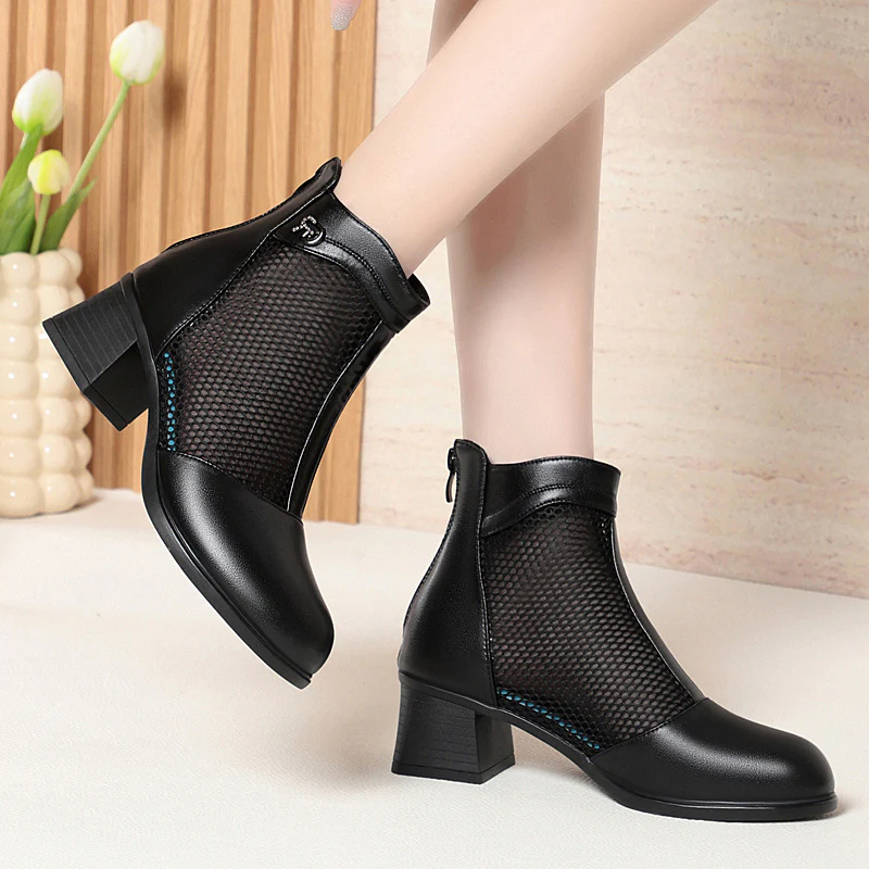 Damen Trendige Stiefeletten mit durchlässigem Netzdesign und komfortablem Blockabsatz R&B - Image 4