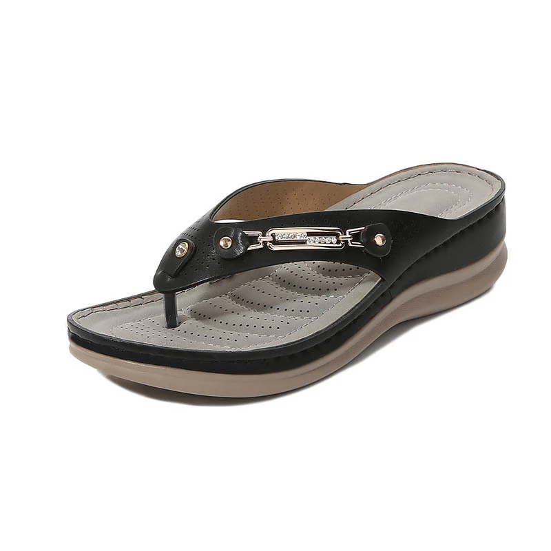 Damen trendige Wedge-Sandalen mit modischem Zierband und atmungsaktiver Fußbettung R&B - Image 2