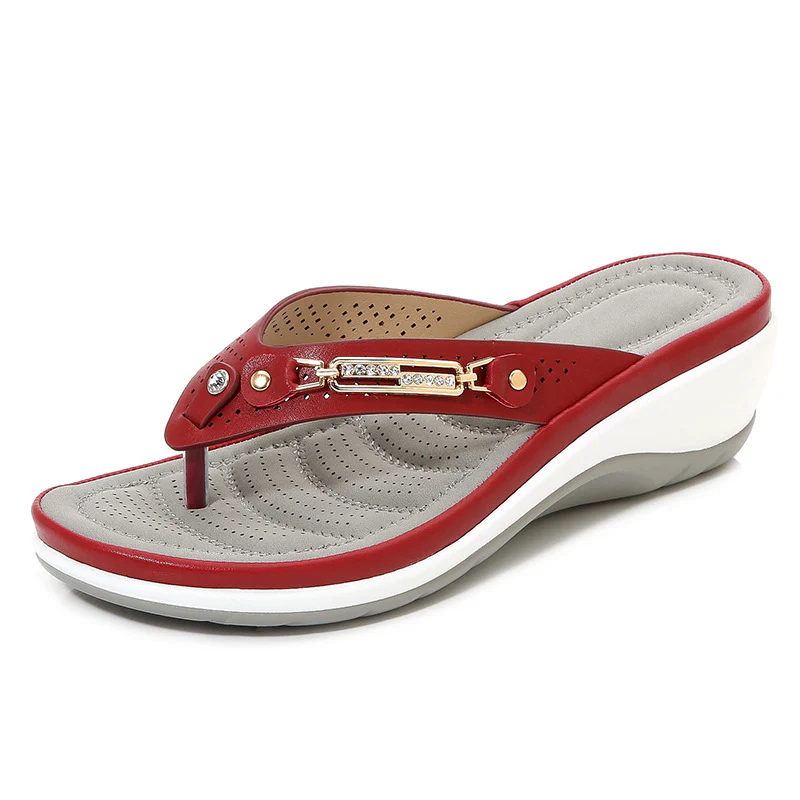 Damen trendige Wedge-Sandalen mit modischem Zierband und atmungsaktiver Fußbettung R&B - Image 5