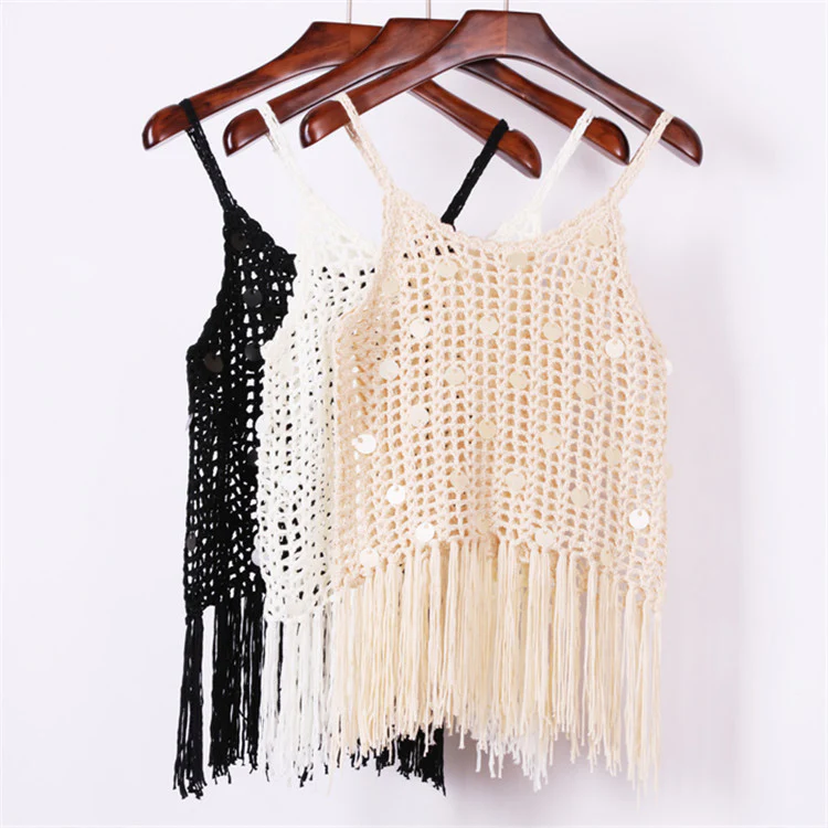 Damen trendiges Häkel-Top mit fransigen Details R&B - Image 5