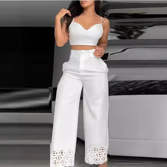 Damen Trendiges Zweiteiliges Outfit mit Oberteil und weiten Hosen R&B - Image 2
