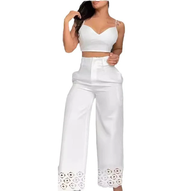 Damen Trendiges Zweiteiliges Outfit mit Oberteil und weiten Hosen R&B - Image 3