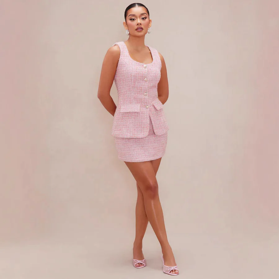 Damen Tweed Mini-Kleid mit zeitlosen Knopfdetails und eleganter Silhouette R&B - Image 4