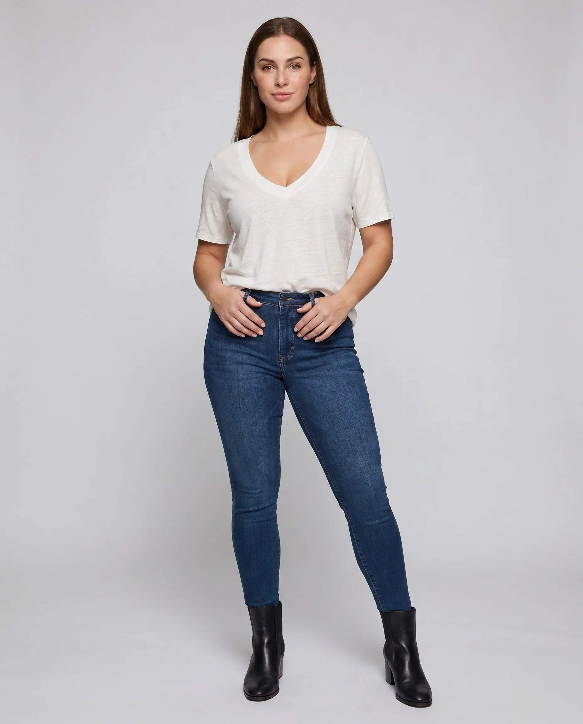 Damen V-Ausschnitt T-Shirt aus bio-baumwolle mit lässigem Schnitt