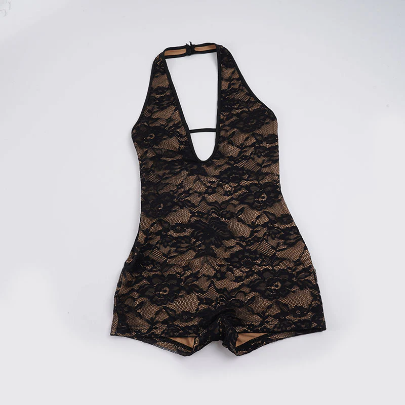 Damen verführerischer Spitzenbodysuit mit tiefem V-Ausschnitt und offenem Rücken Heidi-Mode - Image 6