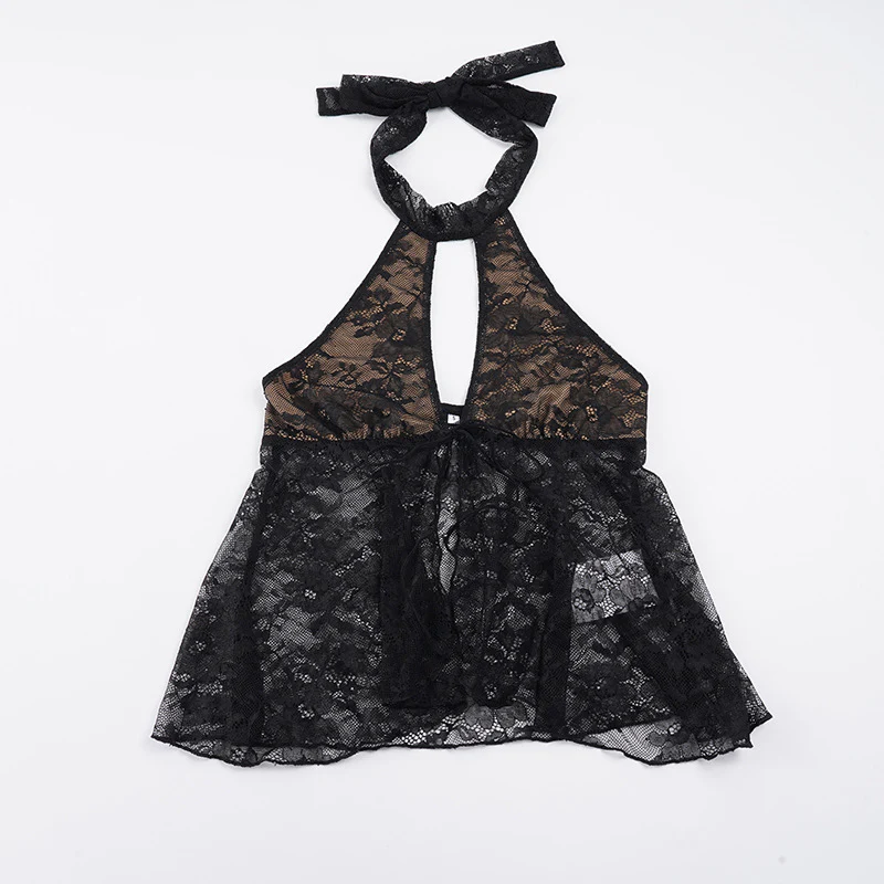 Damen verführerisches Spitzenoberteil mit Halterdesign und offenem Rücken Heidi-Mode - Image 6
