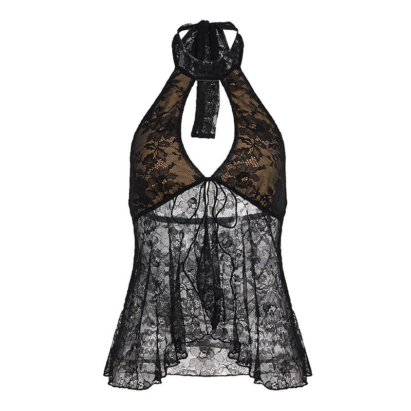 Damen verführerisches Spitzenoberteil mit Halterdesign und offenem Rücken Heidi-Mode - Image 7