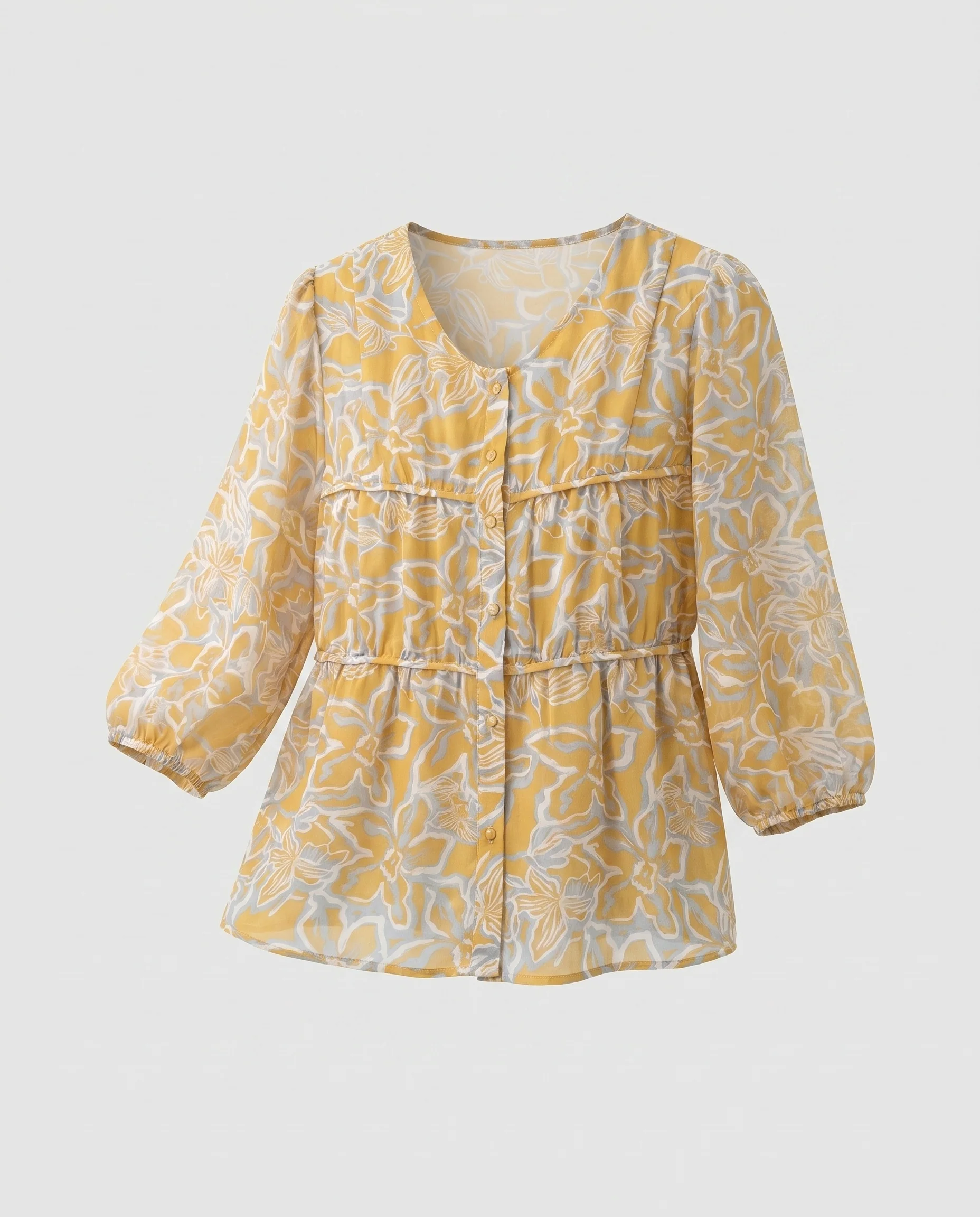 Damen Verspielte Bluse mit Rüschendetails und floralem Muster R&B - Image 5