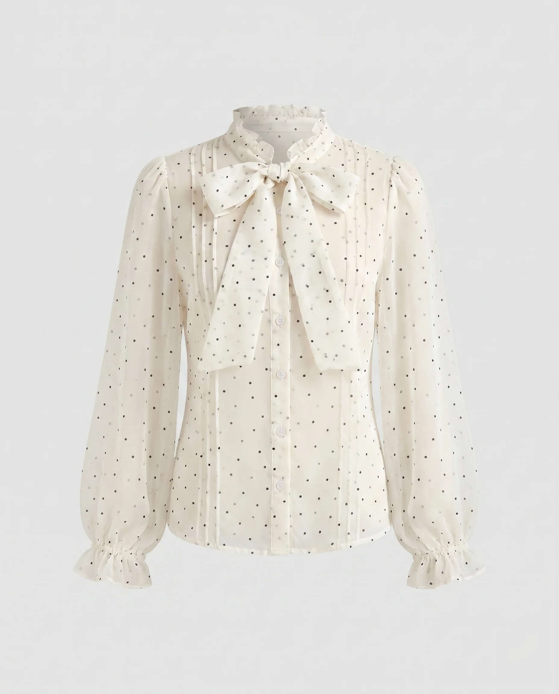 Damen Verspielte Bluse mit Rüschendetails und Polka-Dots R&B - Image 5