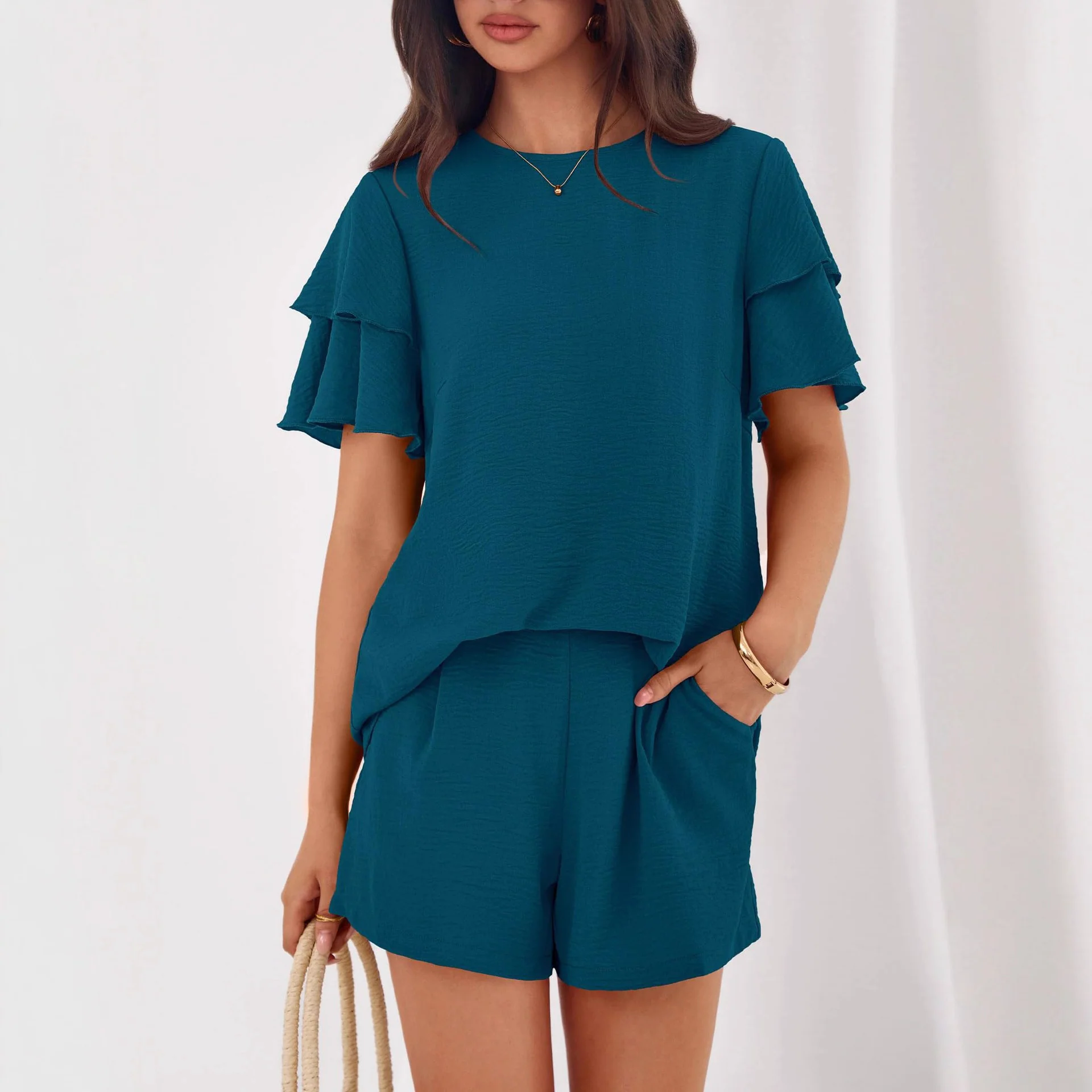 Damen Verspieltes Jumpsuit mit Rüschendetails und seitlichen Taschen R&B - Image 4