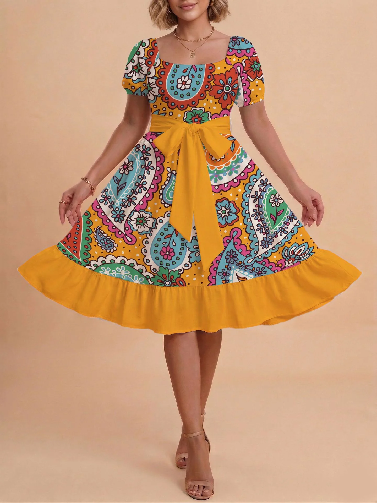 Damen Verspieltes Maxikleid mit Bärenmuster und taillierbarem Band R&B - Image 20