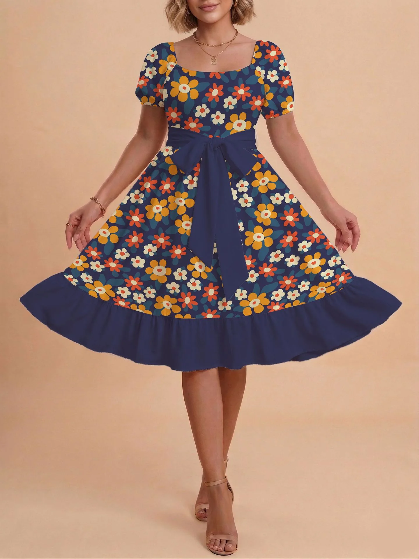 Damen Verspieltes Maxikleid mit Bärenmuster und taillierbarem Band R&B - Image 26