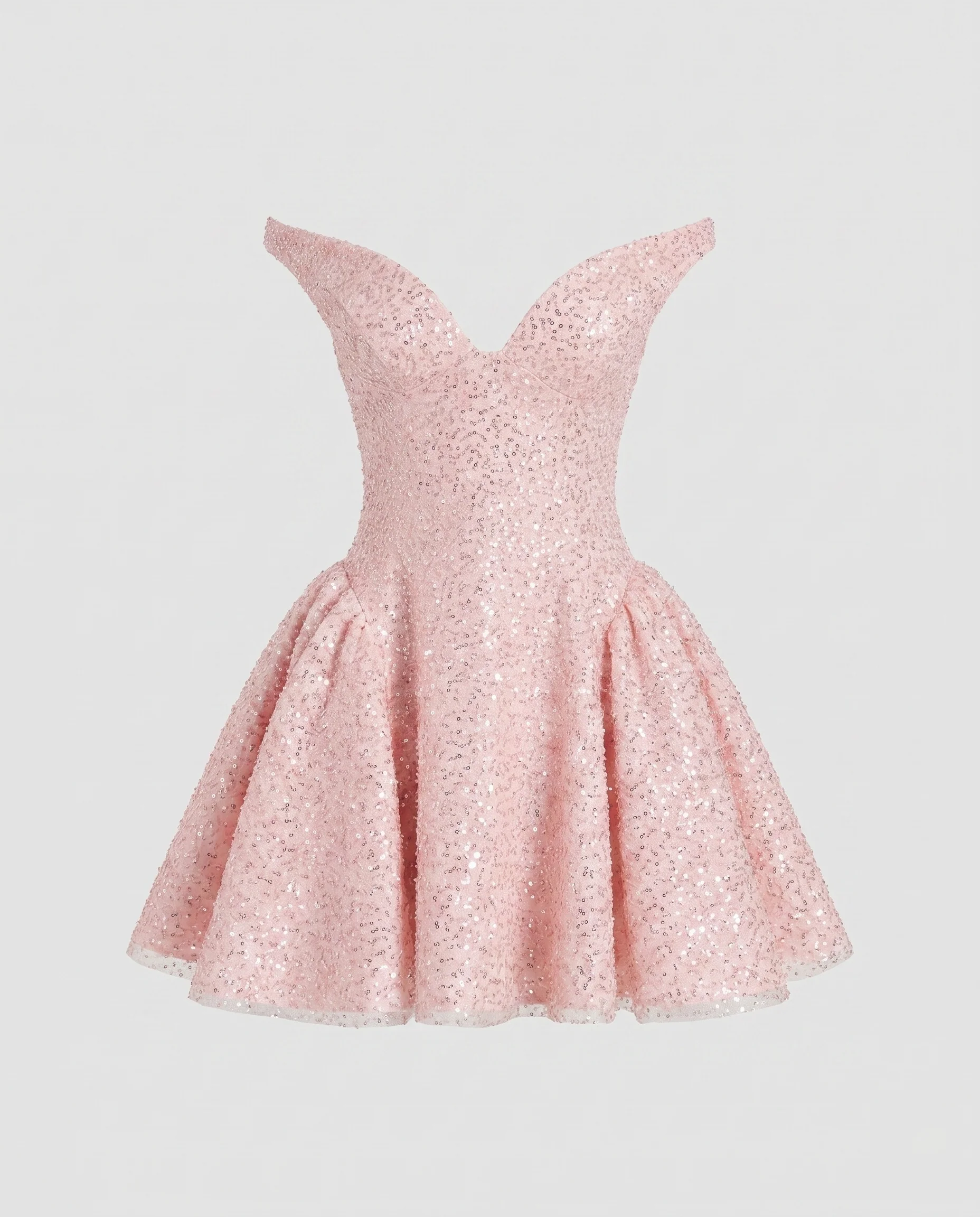 Damen Verspieltes Minikleid mit schimmerndem Paillettenbesatz und schulterfreiem Design R&B - Image 5