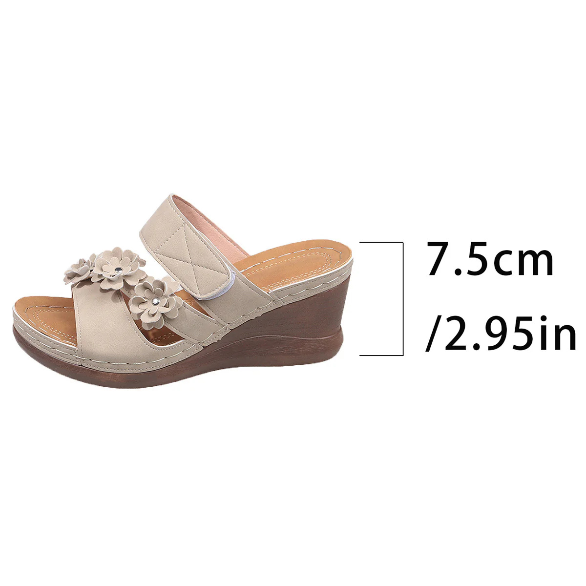 Damen Wedge-Pantoletten mit floralem Dekor und verstellbarem Riemen R&B - Image 6