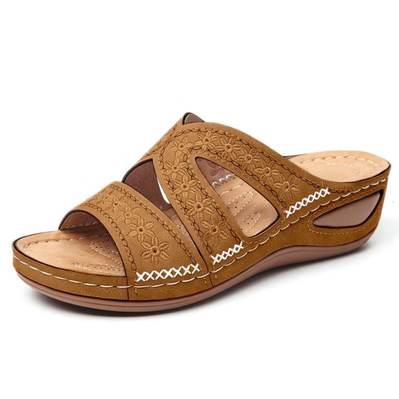 Damen Wedge-Pantoletten mit floralem Perforationsdesign und komfortabler Fußbettung R&B - Image 11