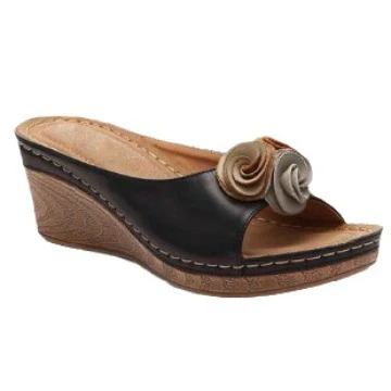 Damen Wedge-Pantoletten mit floralen Akzenten und gepolsterter Sohle R&B - Image 5