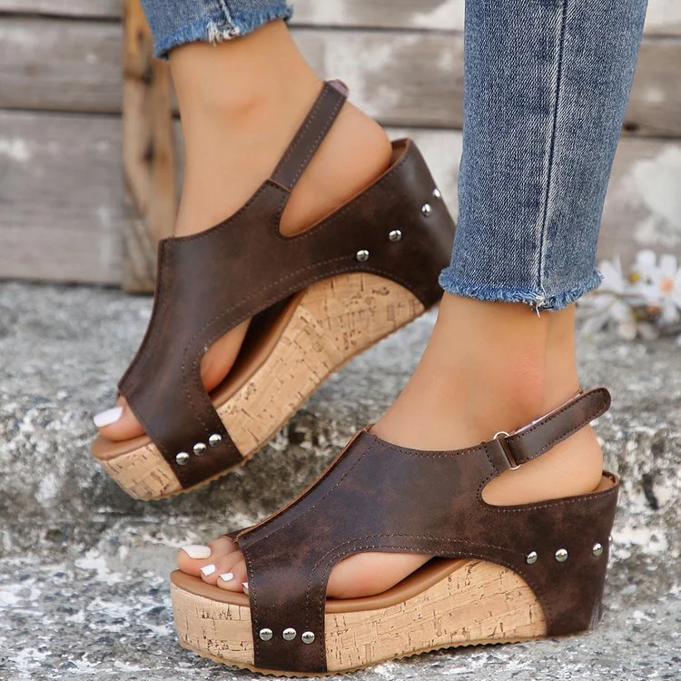 Damen Wedge-Sandalen mit anatomischem Fußbett und modischem Überkreuzriemen R&B - Image 3