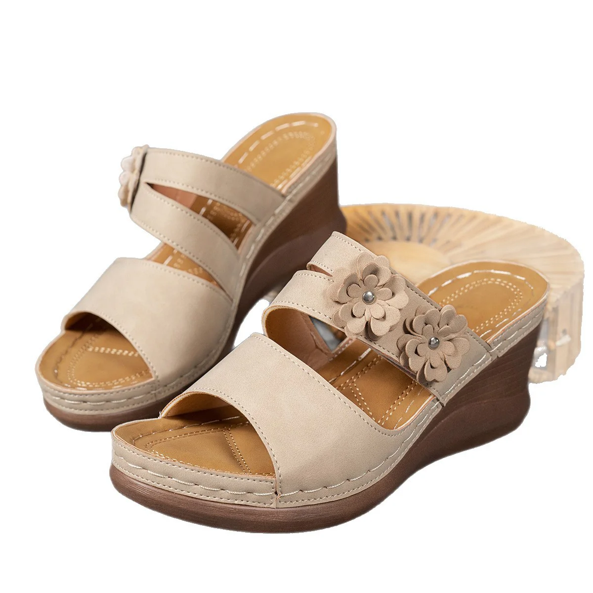Damen Wedge-Sandalen mit floralem Dekor und ergonomischer Sohle Heidi-Mode - Image 5