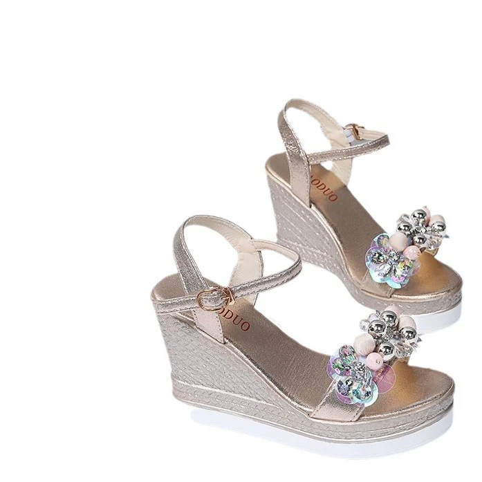Damen Wedge-Sandalen mit floralen Verzierungen und rutschfester Sohle Heidi-Mode - Image 10