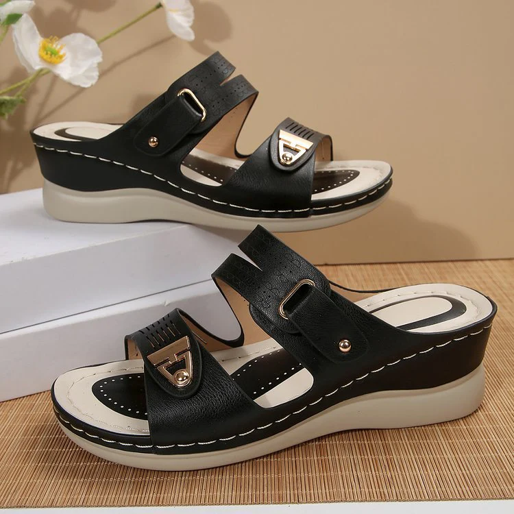 Damen Wedge-Sandalen mit verstellbarem Riemen und modischem Schnitt R&B - Image 7