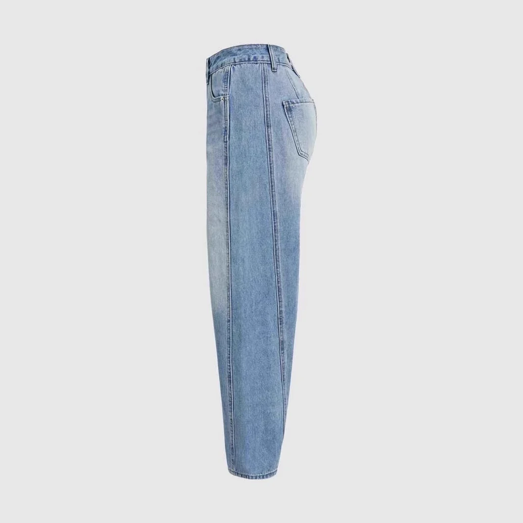 Damen weit geschnittene Denim-Jeans mit hohem Bund und modernen Designdetails R&B - Image 4