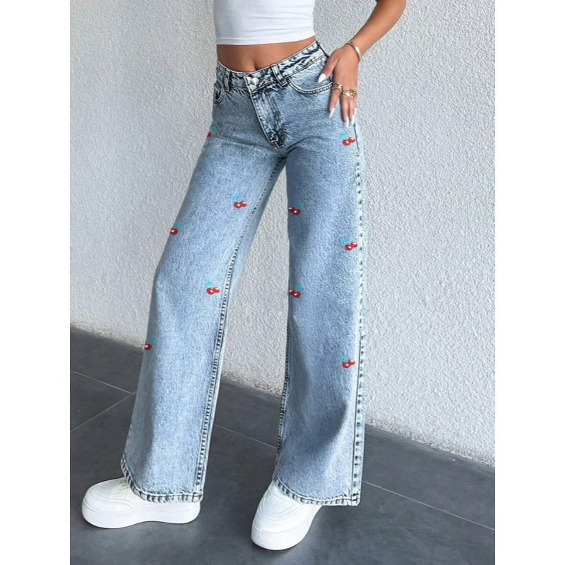 Damen Weit geschnittene Jeans im fruchtigem Stickdesign R&B - Image 3