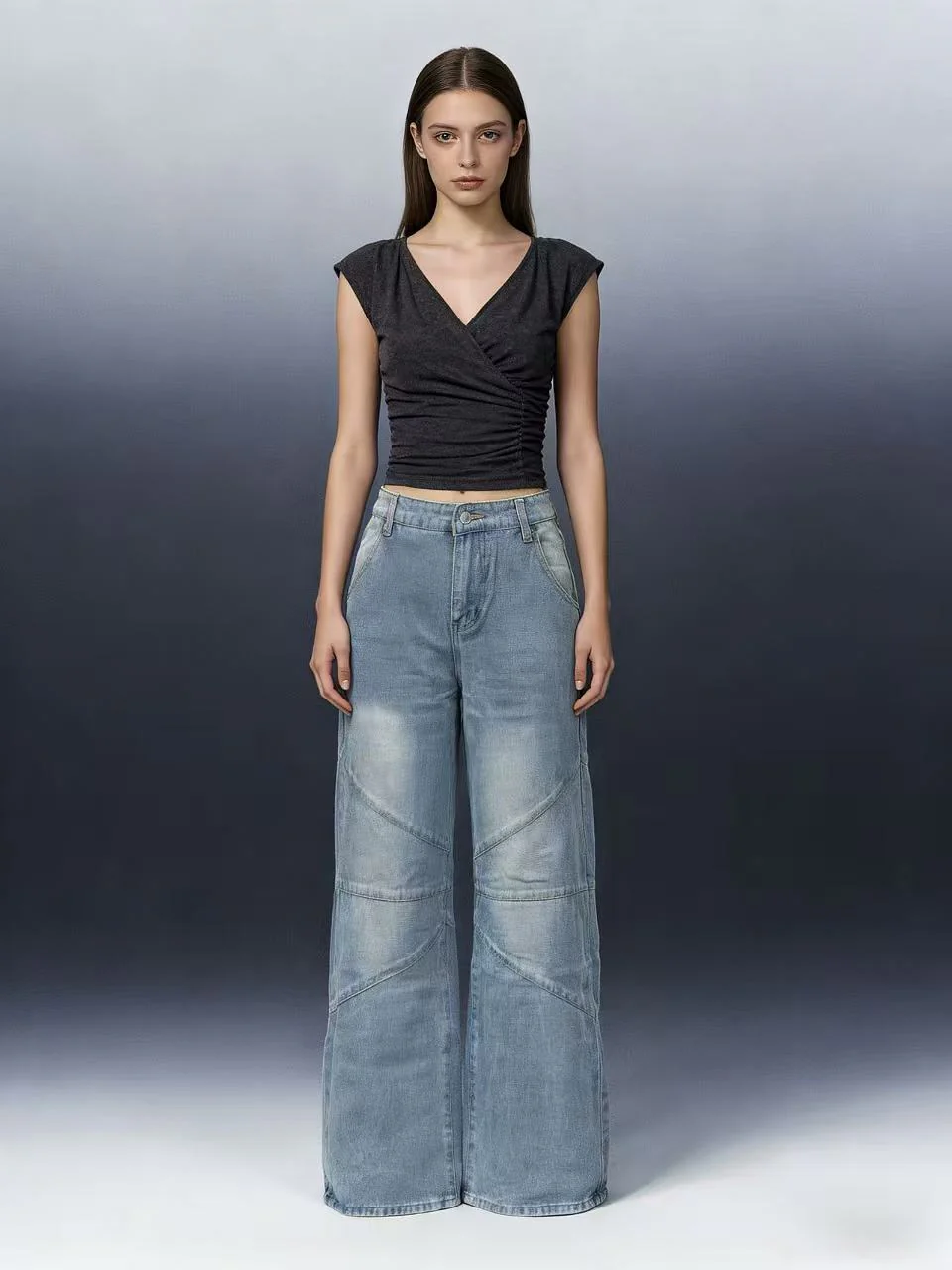 Damen Weit geschnittene Jeans mit einzigartigen Nahtdetails R&B - Image 7