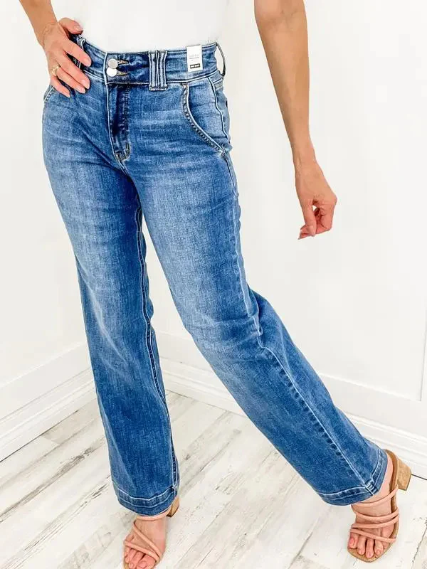 Damen Weit geschnittene Jeans mit hohem Bund und eleganter Nahtführung R&B - Image 6