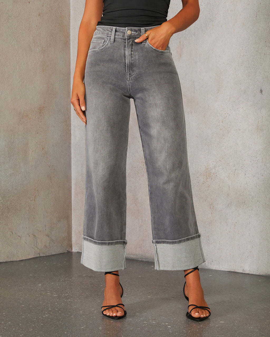 Damen Weit geschnittene Jeans mit umgeklapptem Saum R&B - Image 6