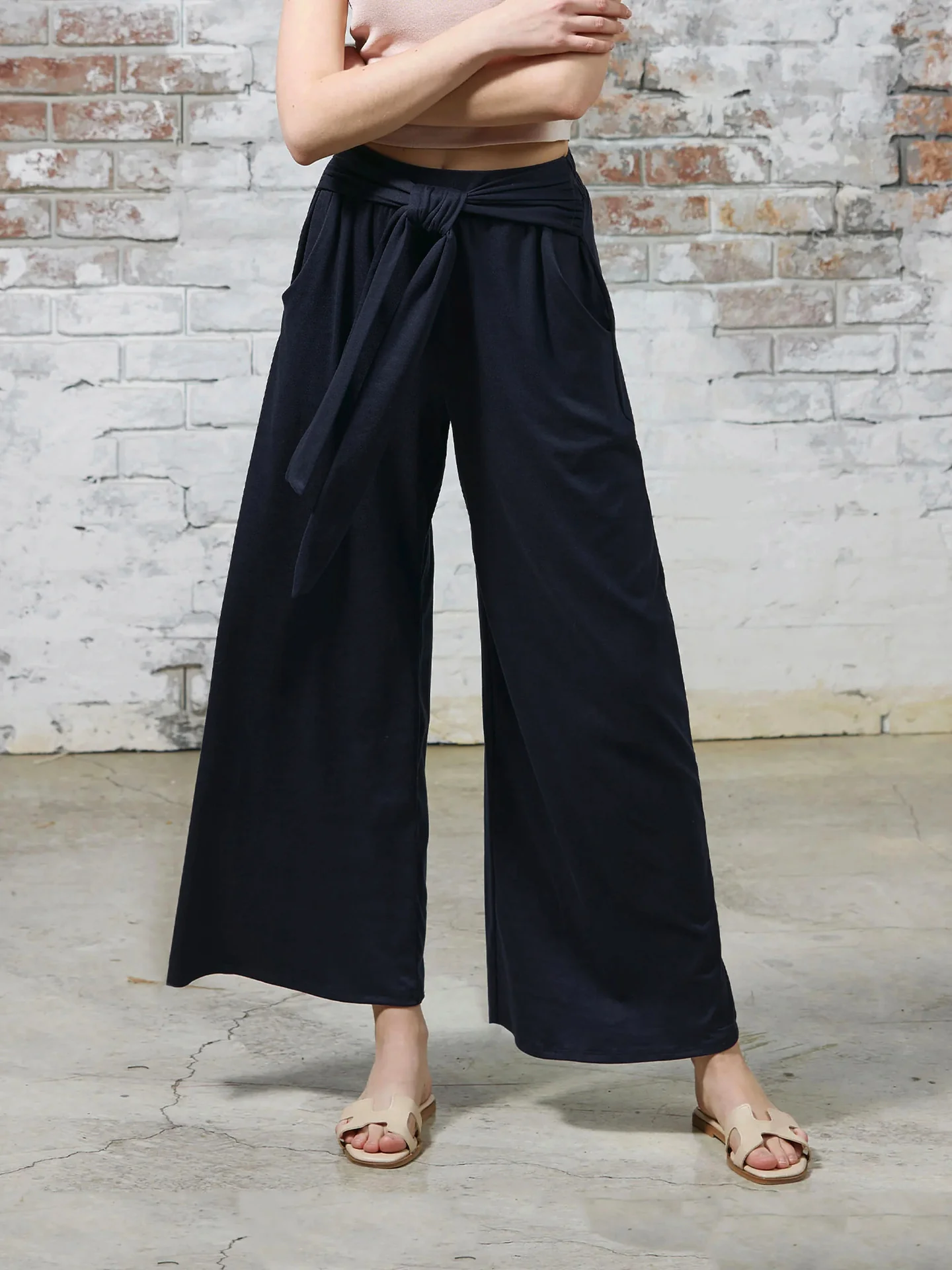 Damen Weit geschnittene Palazzo-Hose mit Bindegürtel R&B - Image 6