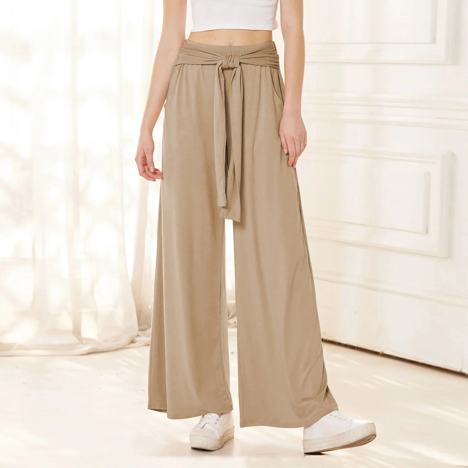 Damen Weit geschnittene Palazzo-Hose mit Bindegürtel R&B - Image 8
