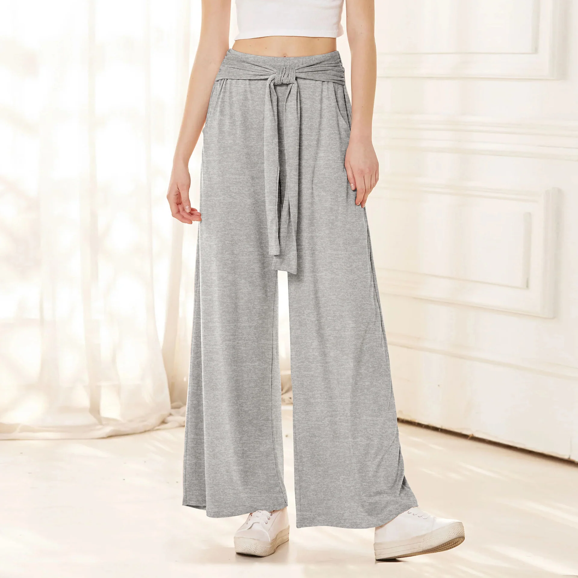 Damen Weit geschnittene Palazzo-Hose mit Bindegürtel R&B - Image 9